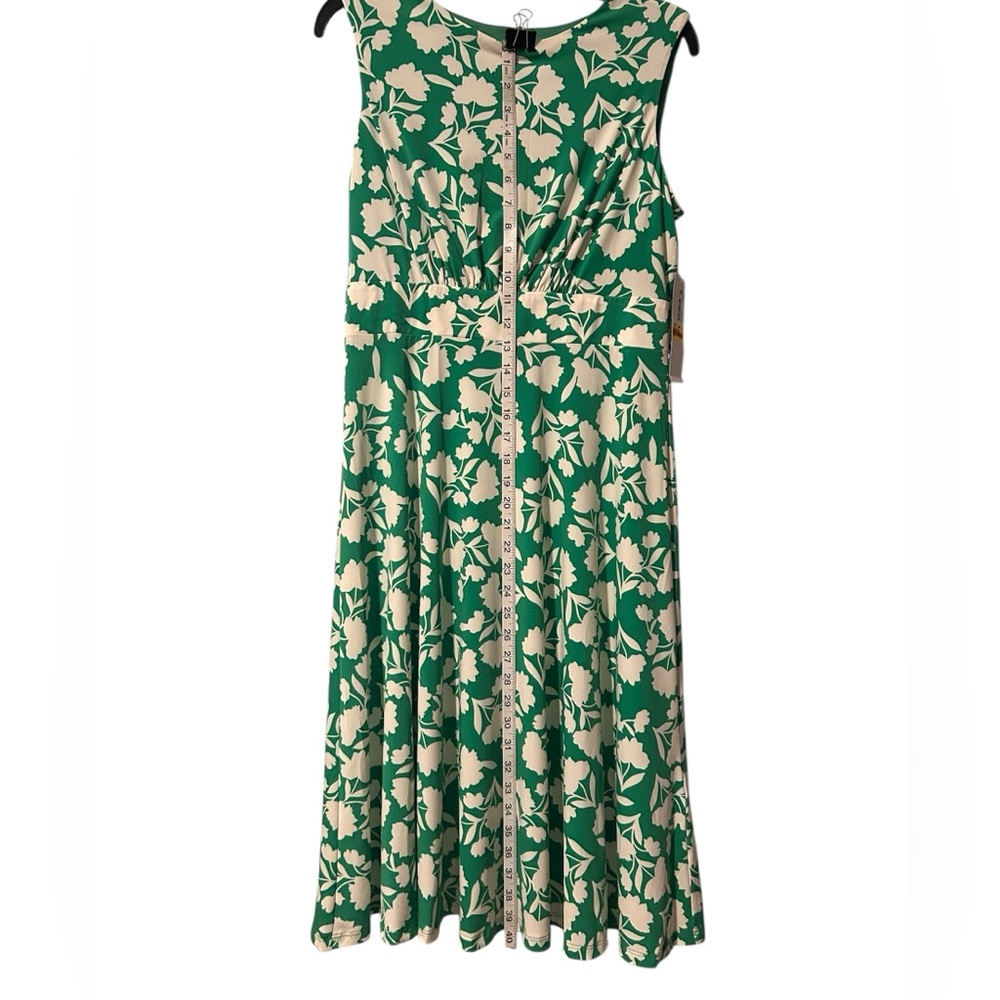 London Times Floral Inset Waist Midi Sleeveless Sundress - Picture 4 of 8